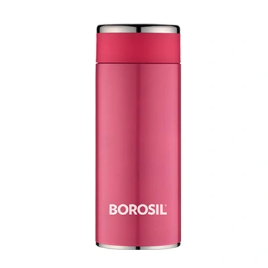 Borosil - Stainless Steel Hydra Travelsmart - Vacuum Insulated Flask Water Bottle, 360 ML, Pink-56175