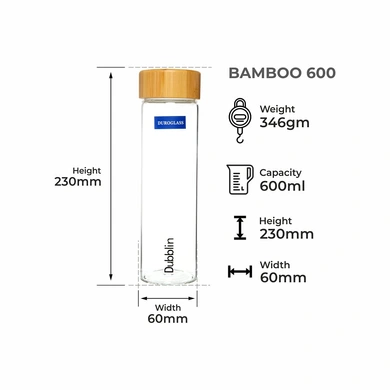 DUBBLIN GLASS BOTTLE BAMBOO 1665 600ML-1
