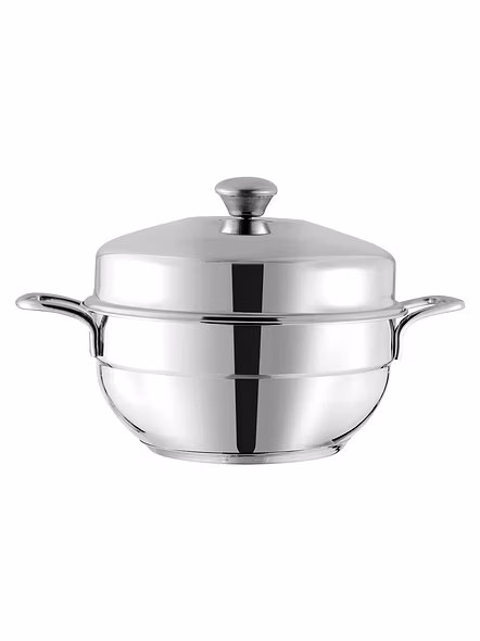 Vinod Gen - Z Multi Kadai 6 pcs Comes with Stainless Steel Lid, 2 Idli Plates, 2 Dhokla Plates and 1 Patra Plate - Silver (Induction and Gas Stove Friendly, Stainless Steel)