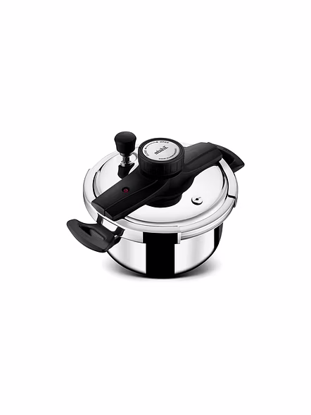 Stahl Triply Stainless Steel Pressure Cooker 3 Liters With Outer Lid | Triply Cooker With Glass & Steel Lid | Steel Cooker with Induction Base | Versatil Cooker 9413