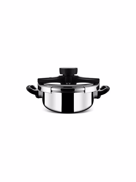 Stahl Triply Stainless Steel Pressure Cooker 3 Liters With Outer Lid | Triply Cooker With Glass &amp; Steel Lid | Steel Cooker with Induction Base | Versatil Cooker 9413-2