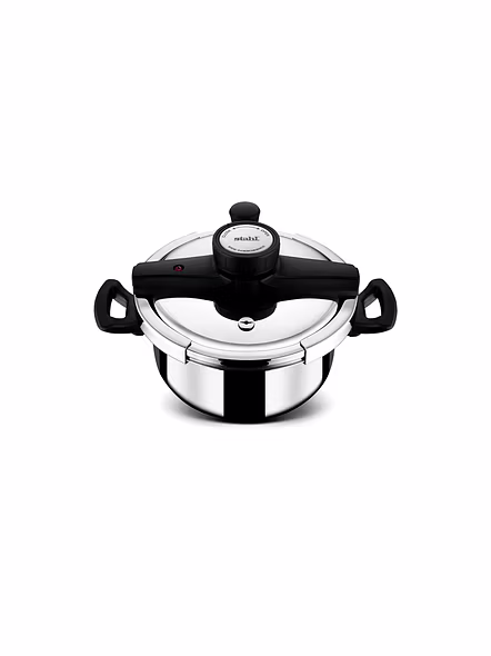 Stahl Triply Stainless Steel Pressure Cooker 3 Liters With Outer Lid | Triply Cooker With Glass &amp; Steel Lid | Steel Cooker with Induction Base | Versatil Cooker 9413-3