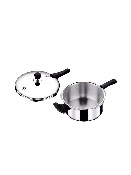 Stahl Triply Stainless Steel Pressure Cooker 3 Litre Outer Lid | Broad Pressure Cooker | Triply Cooker With Gas &amp; Induction Base | Safe &amp; Long Lasting Steel | Xpress Cooker 9253-1