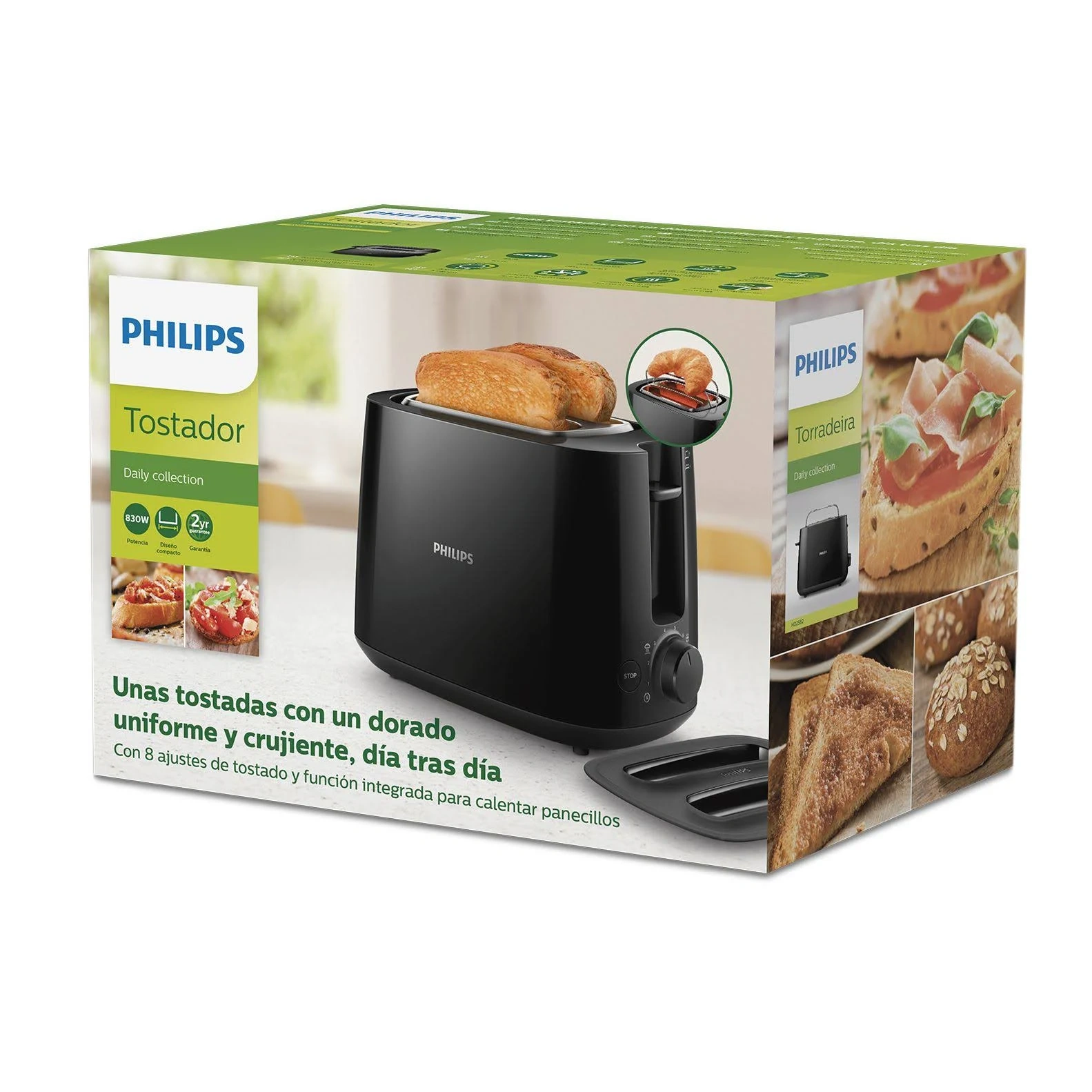 Philips Daily Collection HD2582/00 830-Watt 2-Slice Pop-up Toaster (Black)-4