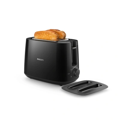 Philips Daily Collection HD2582/00 830-Watt 2-Slice Pop-up Toaster (Black)