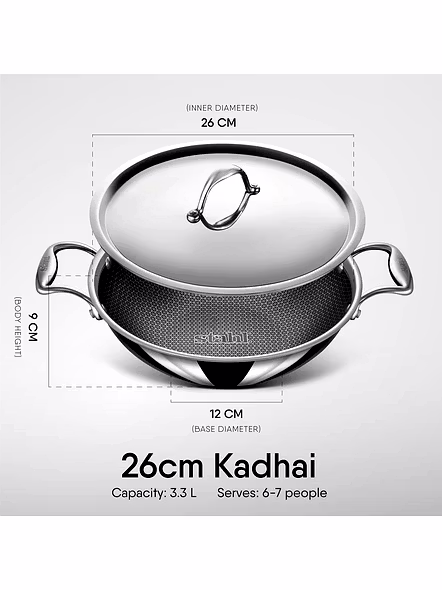STAHL Kadai NS 6326 26CM - Large Non-Stick Kadai for Efficient Cooking-3