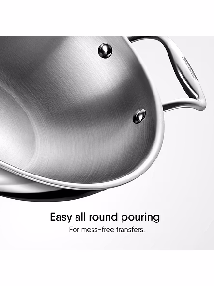 Stahl Triply Stainless Steel Artisan Kadhai with Lid - Premium Heat-Resistant Cookware-20cm/1.6ltr-5