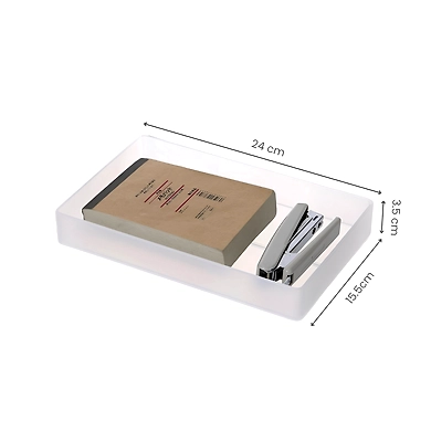 Kraft Notebook &amp; Stapler Set with Frosted Organizer Tray-1