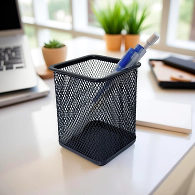Square Mesh Desk Organizer Pen Holder-111279