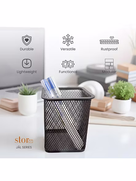 Square Mesh Desk Organizer Pen Holder-GRAY