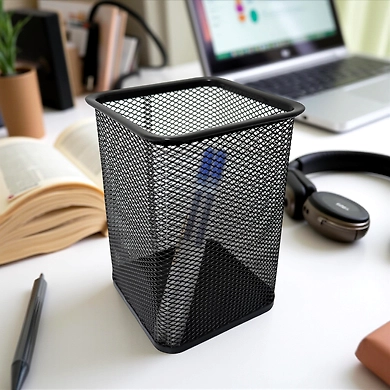 Tall Rectangular Mesh Desk Organizer Pen Holder-111281