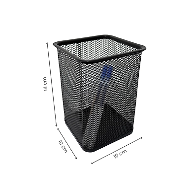 Tall Rectangular Mesh Desk Organizer Pen Holder-GRAY-1