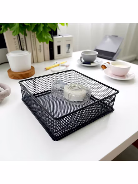 Mesh Desk Organizer Tray - Square Storage Basket