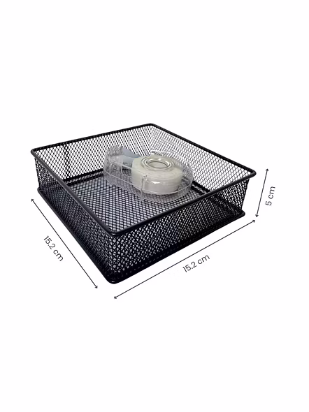 Mesh Desk Organizer Tray - Square Storage Basket-WHITE-3