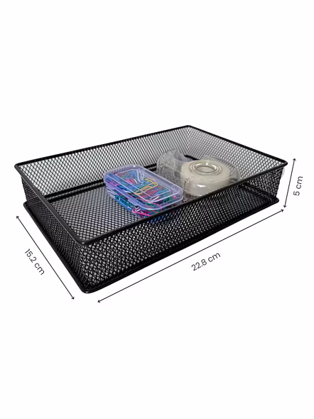 Rectangular Mesh Desk Organizer Tray - Office Storage Basket-GRAY