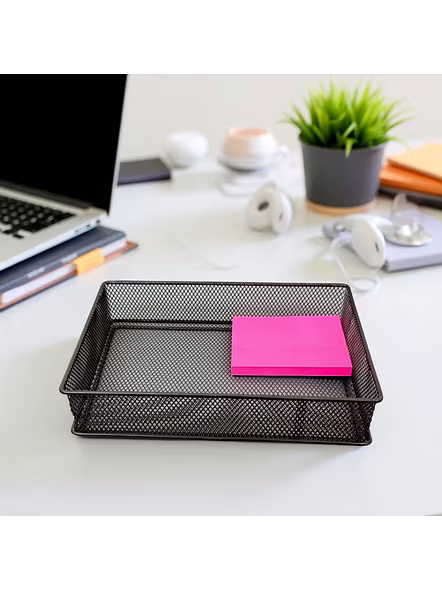 Rectangular Mesh Desk Organizer Tray - Office Storage Basket-GRAY