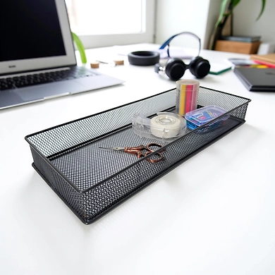 Extra-Large Mesh Desk Organizer Tray - Slim Metal Storage Basket-111289