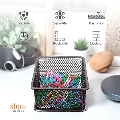 Mini Mesh Desk Organizer Bin - Metal Storage Basket-GRAY-3