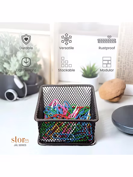 Mini Mesh Desk Organizer Bin - Metal Storage Basket-GRAY-3