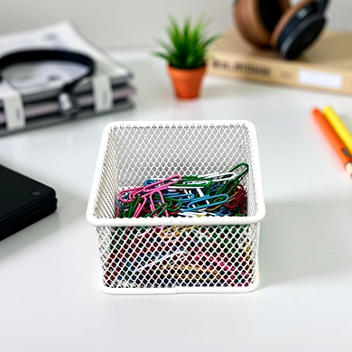 Mini Mesh Desk Organizer Bin - Metal Storage Basket-111292