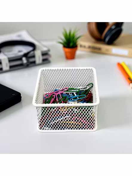 Mini Mesh Desk Organizer Bin - Metal Storage Basket