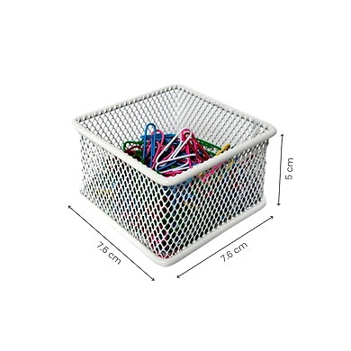Mini Mesh Desk Organizer Bin - Metal Storage Basket-WHITE-2