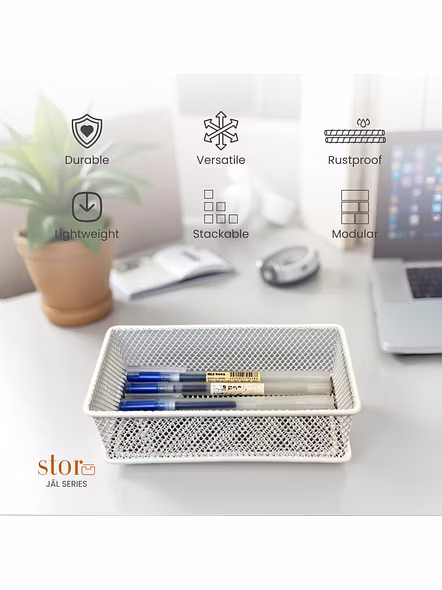 Mesh Desk Organizer Tray-WHITE-3
