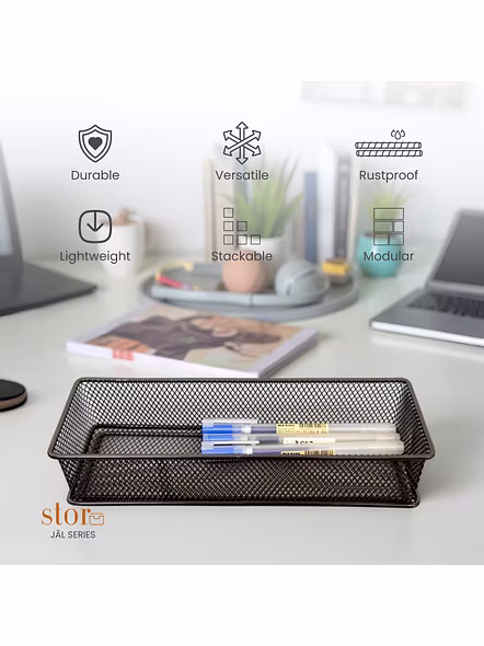 Slim Mesh Desk Organizer Tray-GRAY-3