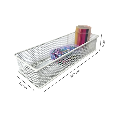 Slim Mesh Desk Organizer Tray-WHITE-2