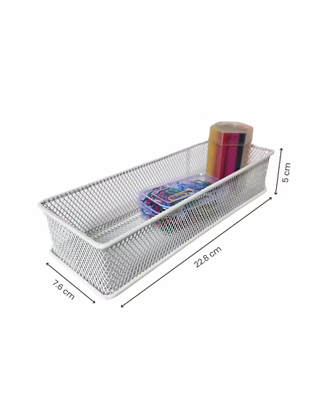 Slim Mesh Desk Organizer Tray-WHITE-2