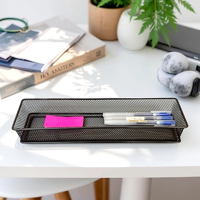 Extra-Long Mesh Desk Organizer Tray-GRAY-1
