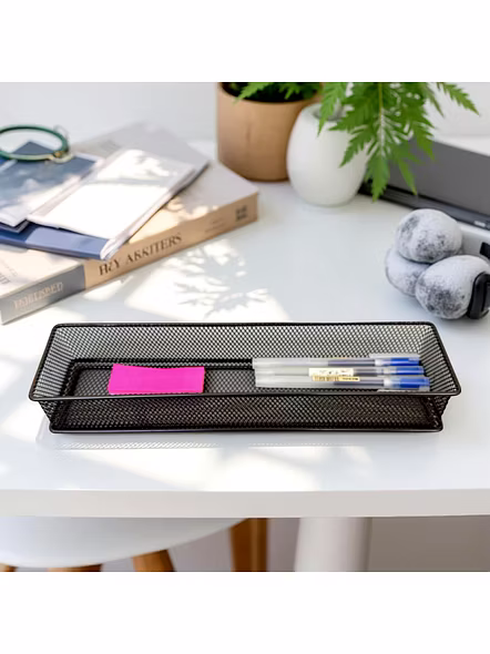 Extra-Long Mesh Desk Organizer Tray-GRAY