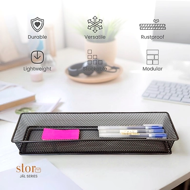 Extra-Long Mesh Desk Organizer Tray-GRAY-3