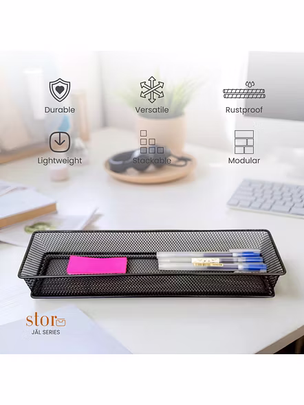 Extra-Long Mesh Desk Organizer Tray-GRAY-3