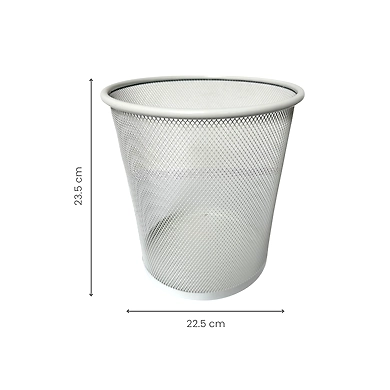 Mesh Wastebasket Trash Bin-WHITE-1
