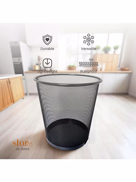 Modern Mesh Office Wastebasket-GRAY-2