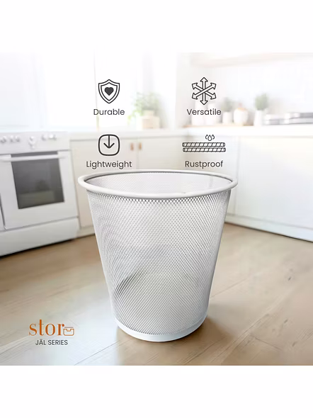 Modern Mesh Office Wastebasket-WHITE-2