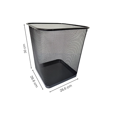 Sleek Square Mesh Wastebasket-GRAY-1