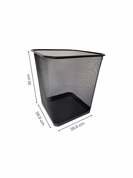 Sleek Square Mesh Wastebasket-GRAY