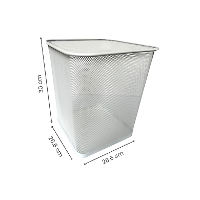 Sleek Square Mesh Wastebasket-WHITE-2