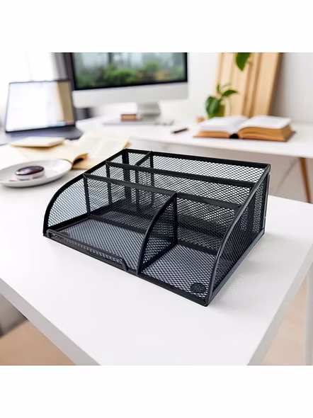 Mesh Desk Organizer with Multiple Compartments-GRAY