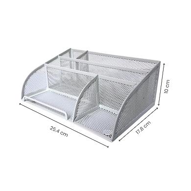 Mesh Desk Organizer with Multiple Compartments-WHITE-2