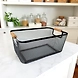Rectangular Metal Mesh Storage Basket with Wooden Handles-111361-sm