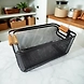 Rectangular Metal Mesh Storage Basket with Wooden Handles-GRAY-3-sm