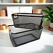 Rectangular Metal Mesh Storage Basket with Wooden Handles-GRAY-1-sm