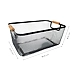 Rectangular Metal Mesh Storage Basket with Wooden Handles-GRAY-2-sm