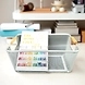 Rectangular Metal Mesh Storage Basket with Wooden Handles-WHITE-1-sm
