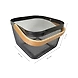 Square Metal Mesh Basket with Dual Wooden Handles-GRAY-2-sm