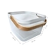 Square Metal Mesh Basket with Dual Wooden Handles-WHITE-2-sm