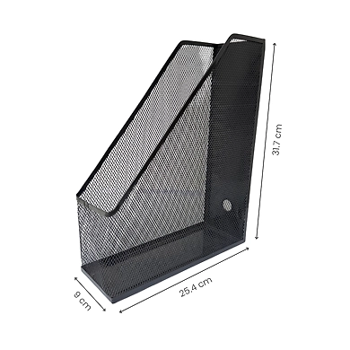 Black Metal Mesh Magazine Holder Organizer-GRAY-2